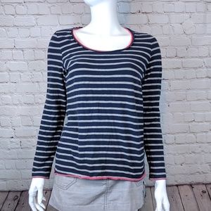 🍂Boden Navy Gray Pink Striped Long Sleeve Top